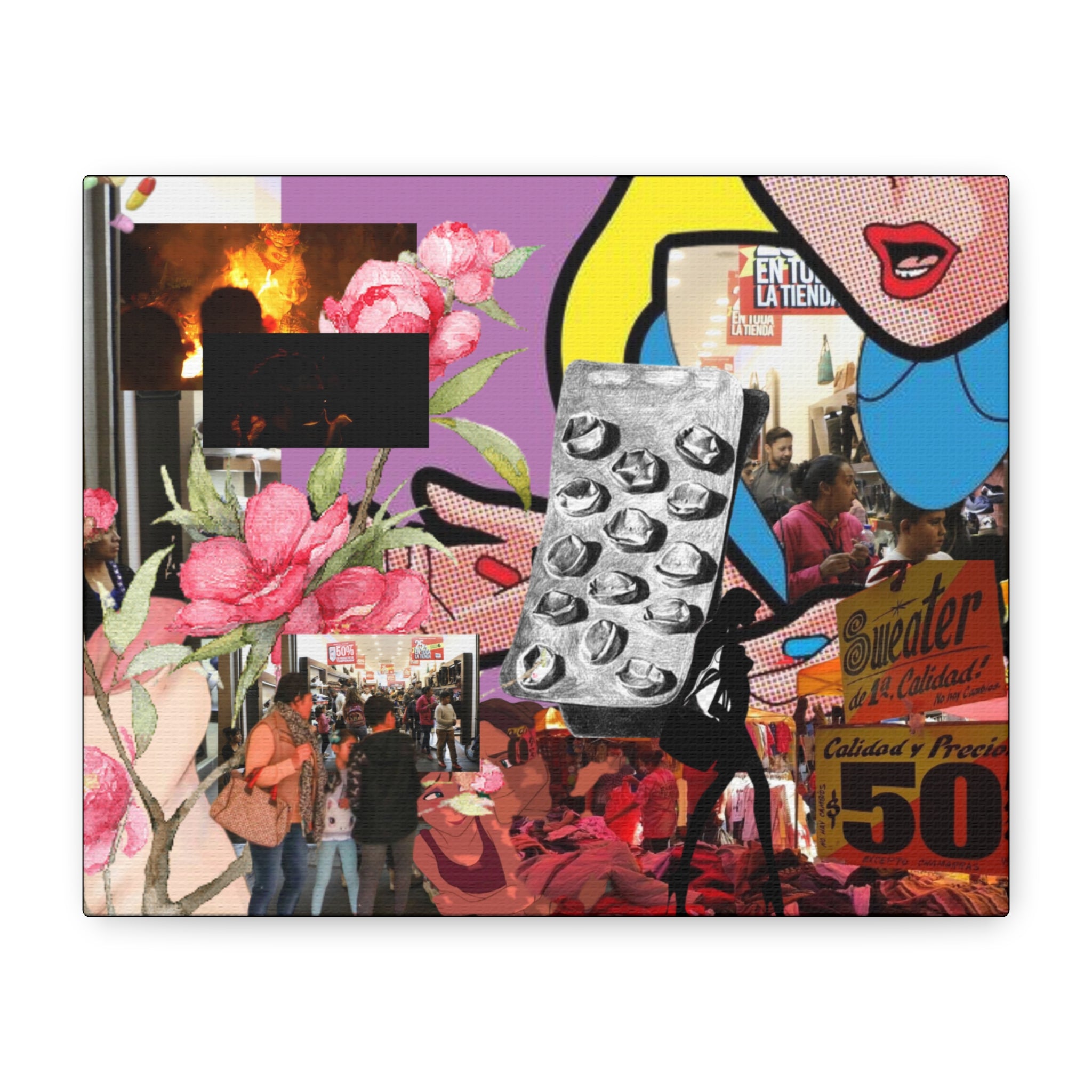 Obra en lienzo — Alicia en Pastillas